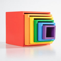 **Pre-order (Ships in 2-3 Weeks)**6-Piece Primary Color Rainbow Wooden Nesting Box Set