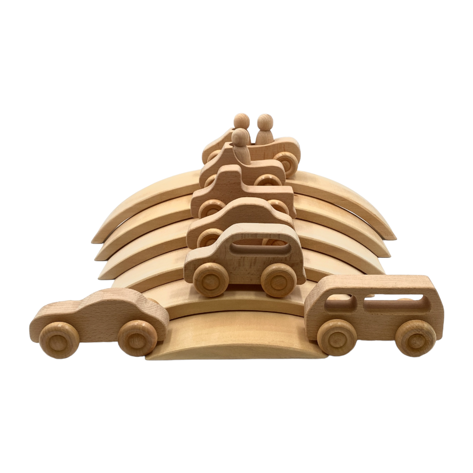 **Pre-order (Ships in 2-3 Weeks)**6 Pcs Wooden Bridge Stacking Building Blocks – Natural Wood