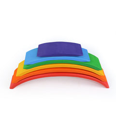 **Pre-order (Ships in 2-3 Weeks)**6 Pcs Wooden Rainbow Bridge Stacking Building Blocks