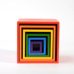 **Pre-order (Ships in 2-3 Weeks)**6-Piece Primary Color Rainbow Wooden Nesting Box Set