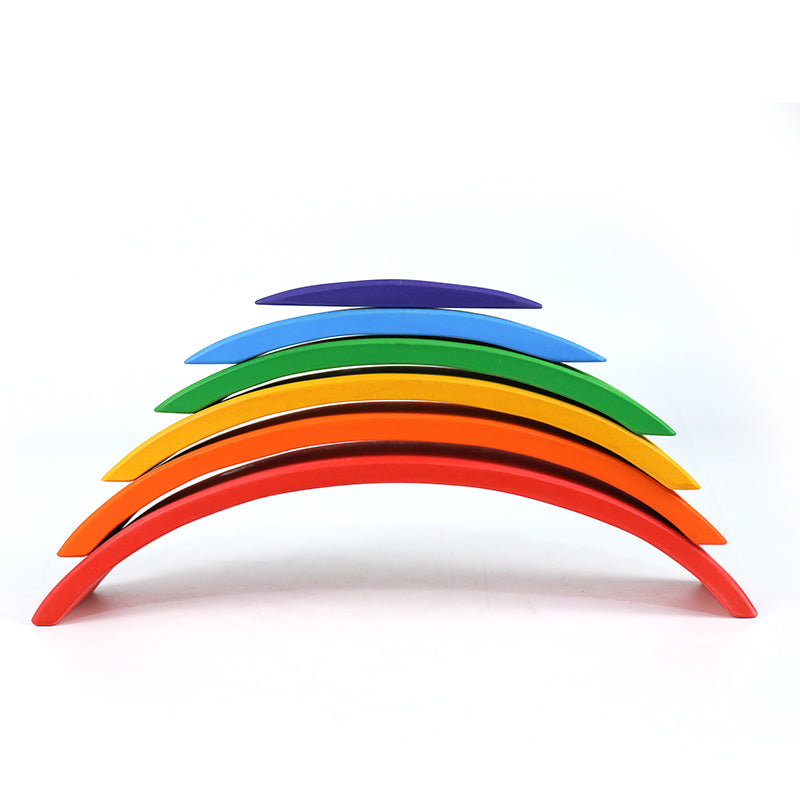 **Pre-order (Ships in 2-3 Weeks)**6 Pcs Wooden Rainbow Bridge Stacking Building Blocks