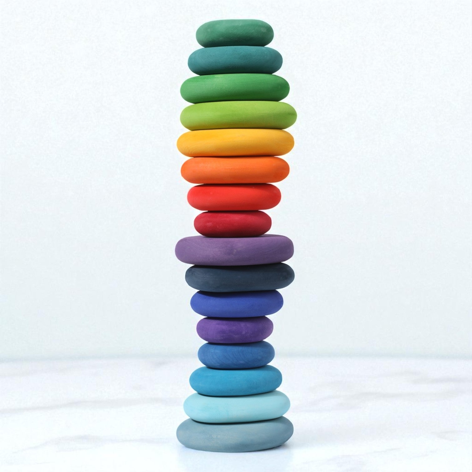**Pre-order (Ships in 2-3 Weeks)**20-Piece Stained Wooden Stacking Pebbles Set
