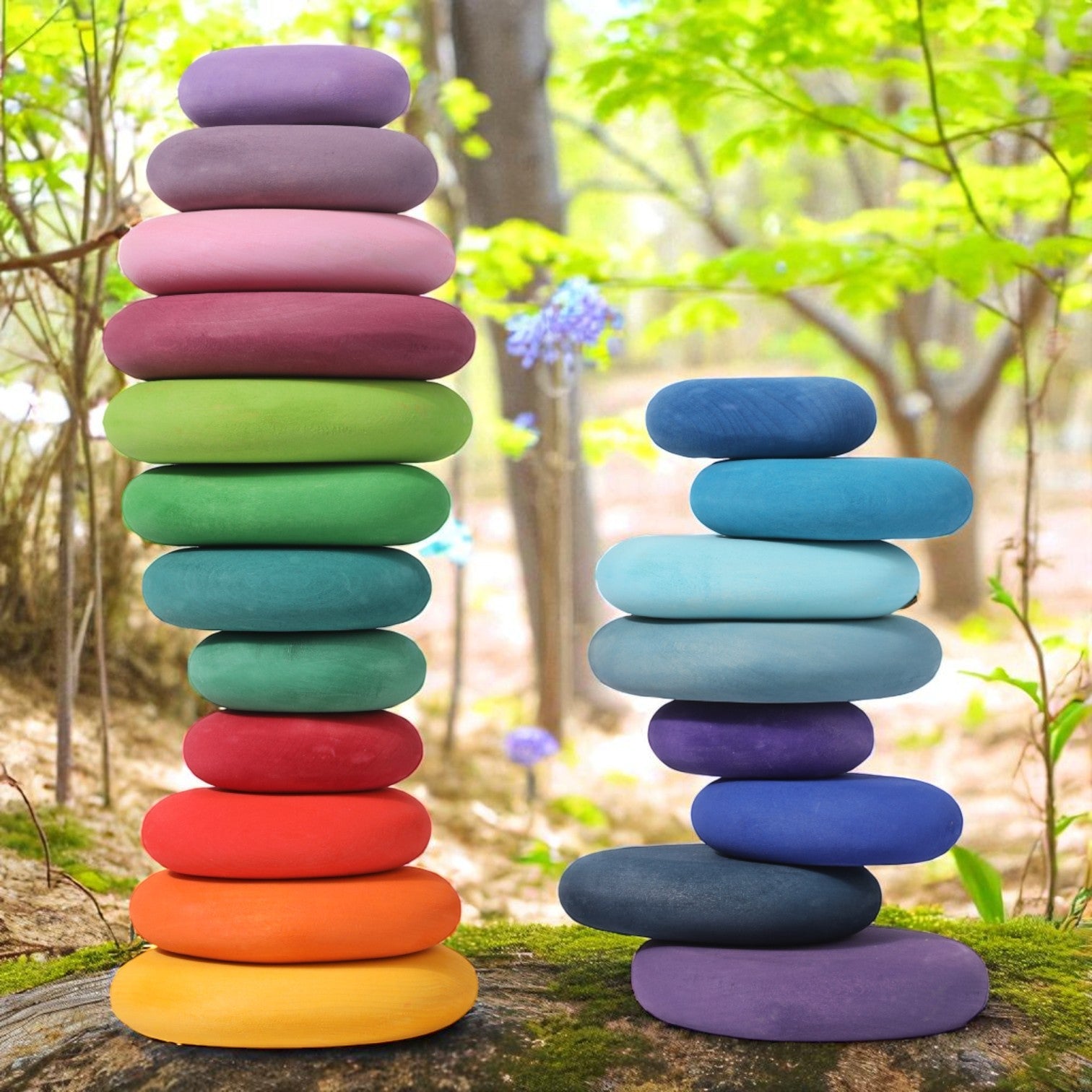 **Pre-order (Ships in 2-3 Weeks)**20-Piece Stained Wooden Stacking Pebbles Set