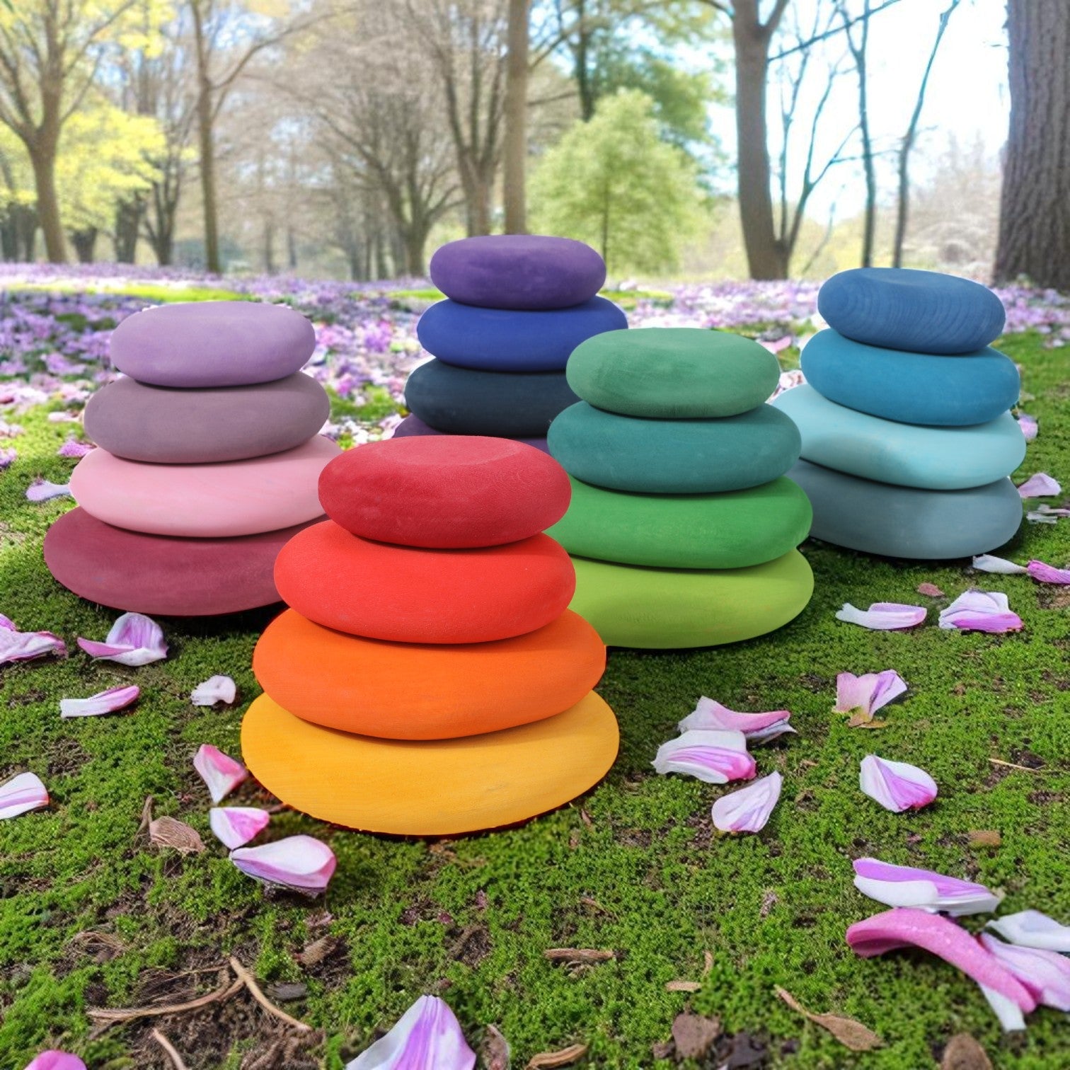 **Pre-order (Ships in 2-3 Weeks)**20-Piece Stained Wooden Stacking Pebbles Set