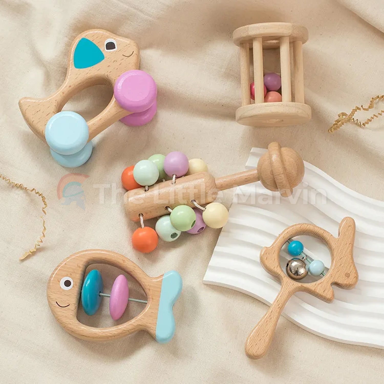 Wooden Baby Rattle Set