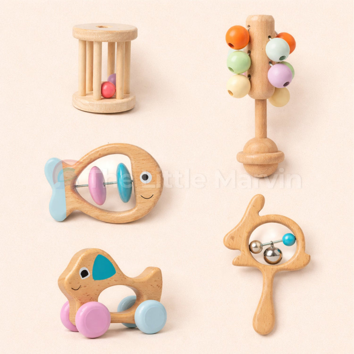 Wooden Baby Rattle Set