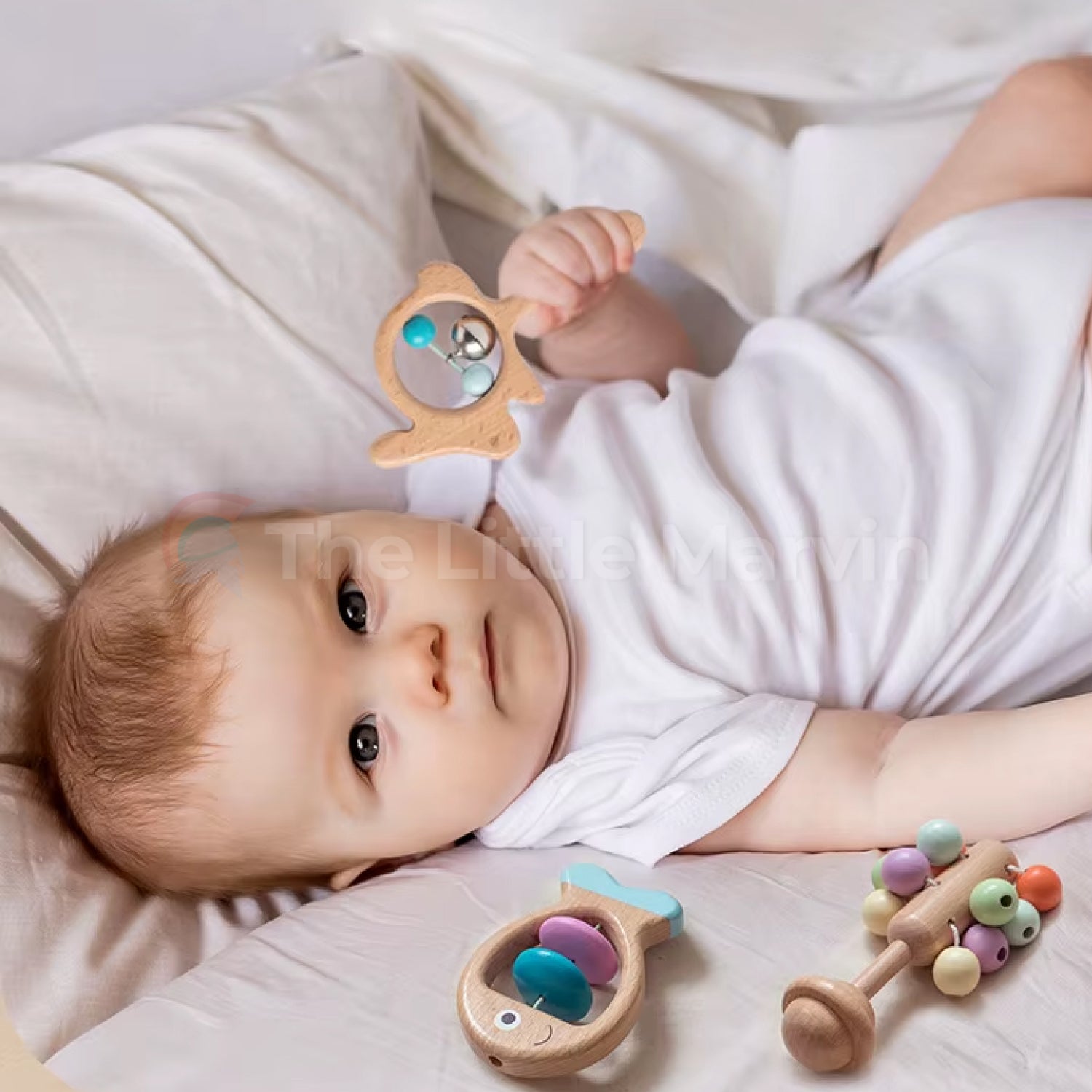 Wooden Baby Rattle Set