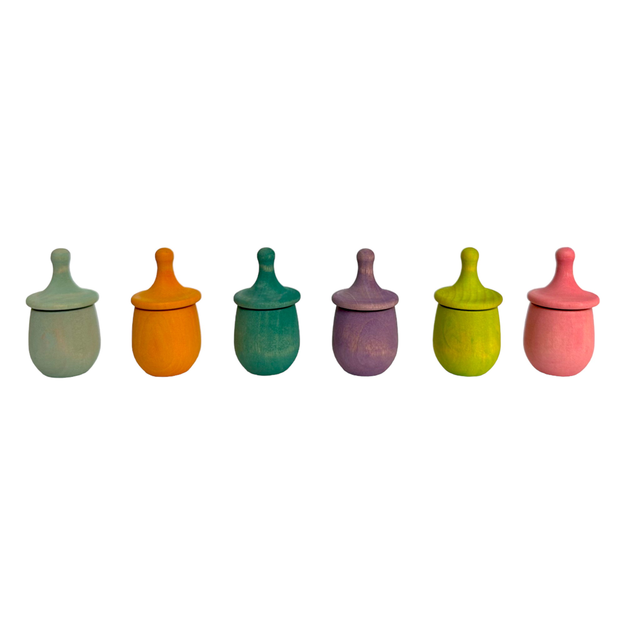 Set of 6 Stained Little Things Wooden Treasure Boxes – Pastel / Macaron Colors