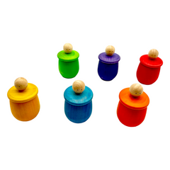 **Pre-order (Ships in 2-3 Weeks)**Set of 6 Stained Little Things Wooden Treasure Boxes – Primary Rainbow Colors
