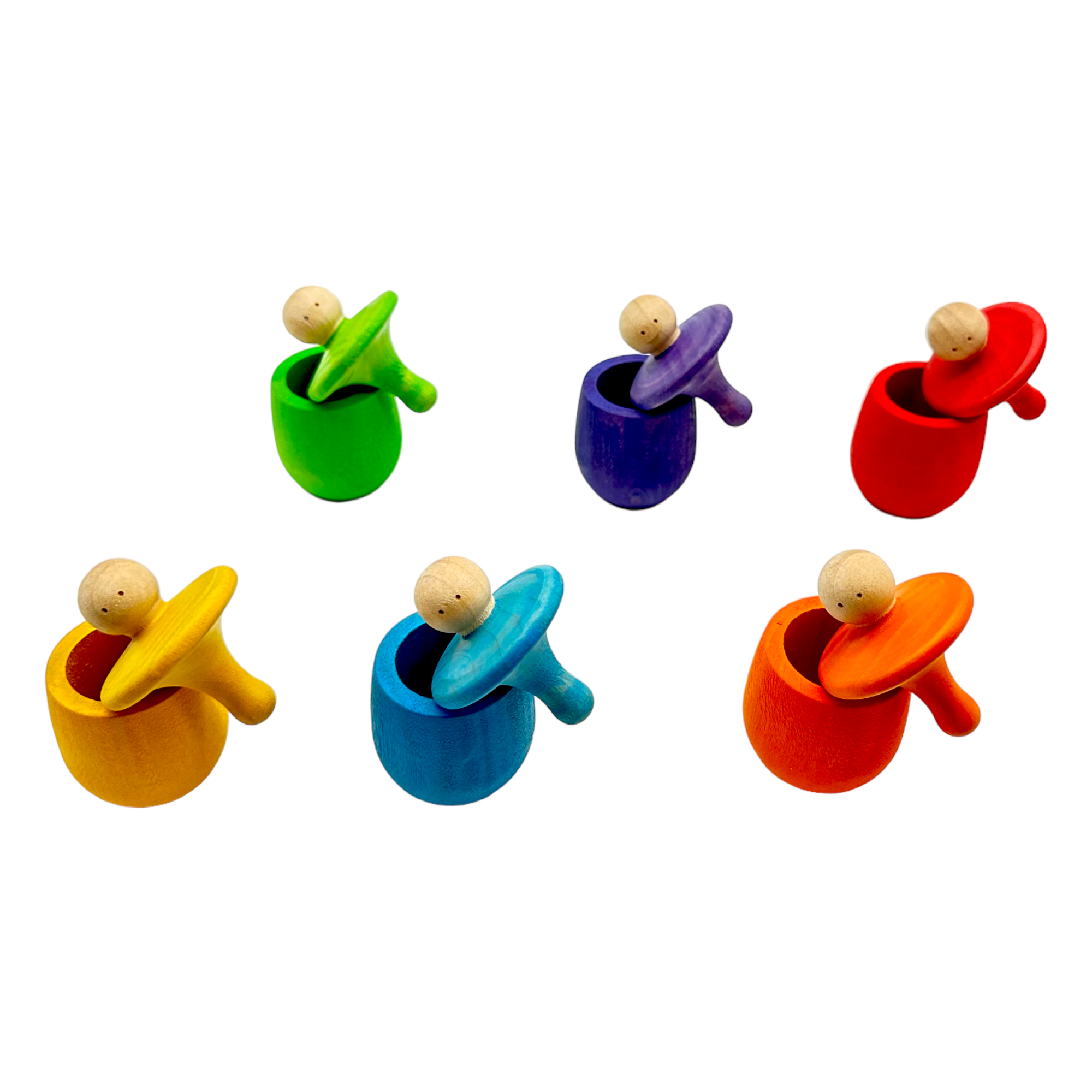 **Pre-order (Ships in 2-3 Weeks)**Set of 6 Stained Little Things Wooden Treasure Boxes – Primary Rainbow Colors