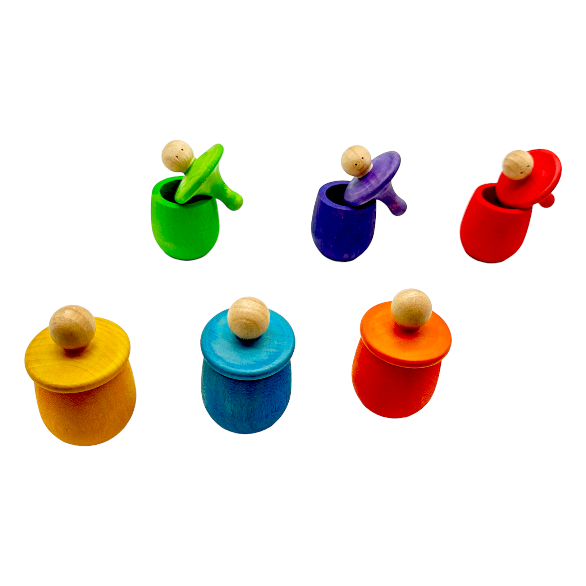 **Pre-order (Ships in 2-3 Weeks)**Set of 6 Stained Little Things Wooden Treasure Boxes – Primary Rainbow Colors