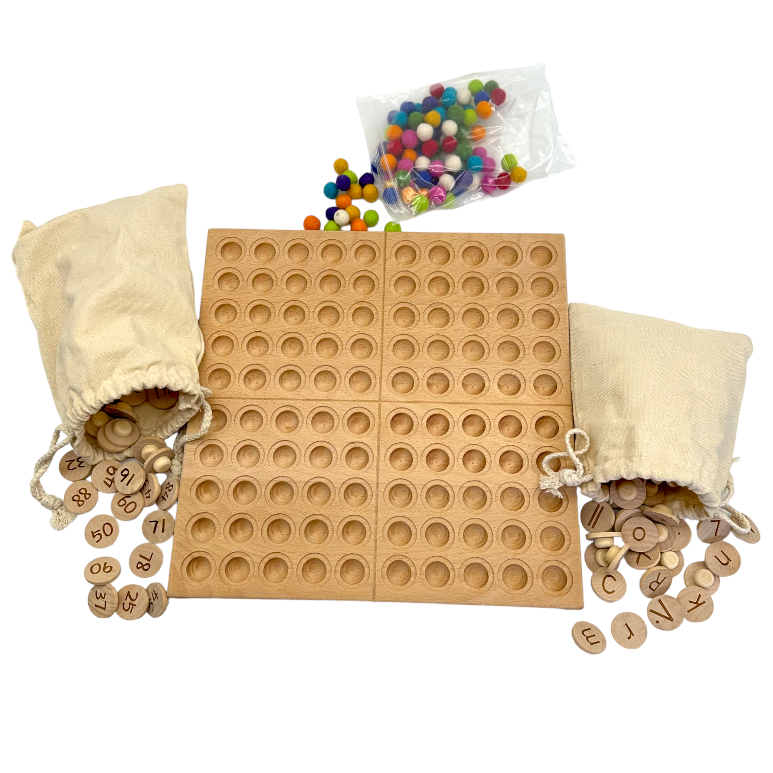 **Pre-order (Ships in 1-2 Weeks)**Hundred Frame Coin Pockets Set with Counting and Alphabet Coins