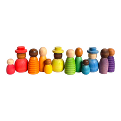 **Pre-order (Ships in 2-3 Weeks)**12 Pcs STAINED Wooden “Together” Peg Dolls Set
