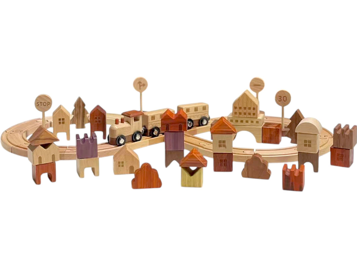 **Pre-order (Ships in 2-3 Weeks)**56 PCS Town Exploration Train Set with Track