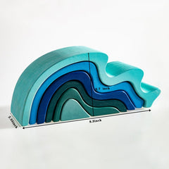 **Pre-order (Ships in 1-2 Weeks)**6 Pcs Wooden Water Wave Stacking Blocks