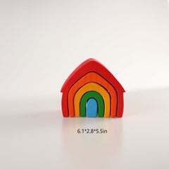 **Pre-order (Ships in 2-3 Weeks)**5 Pcs STAINED Rainbow Wooden Stacking House