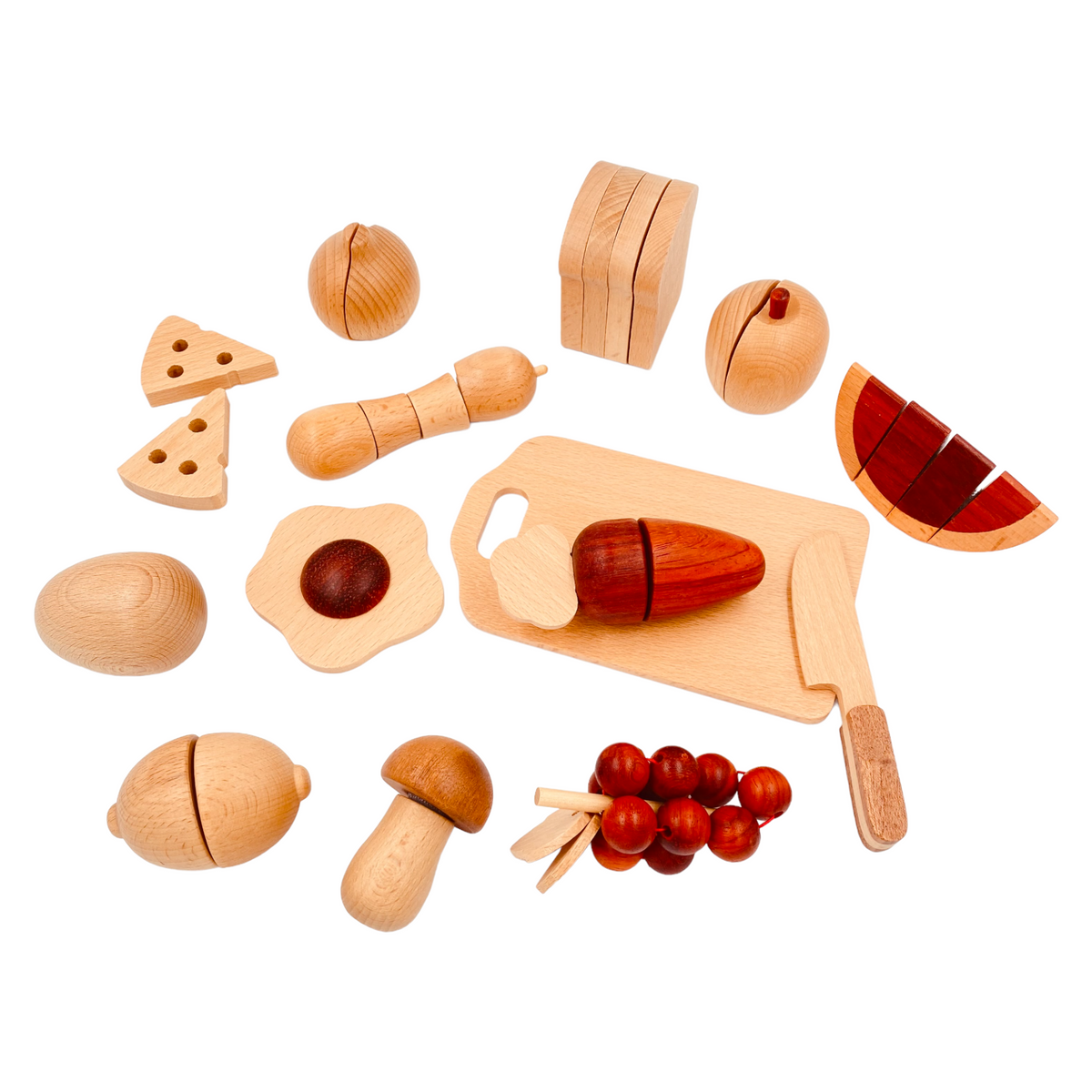 **Pre-order (Ships in 2-3 Weeks)**30 Pcs Wooden Fruits and Vegetables Cutting Playset