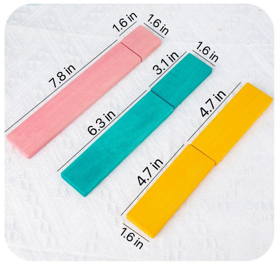 **Pre-order (Ships in 2-3 Weeks)**64 PCS STAINED Large Wooden Rainbow Building Slats with Storage Tray