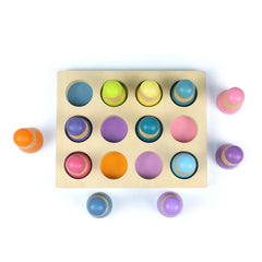 **Pre-order (Ships in 2-3 Weeks)**12-Piece Pastel Rainbow Peg Doll People with Sorting Tray – Macaron Colors