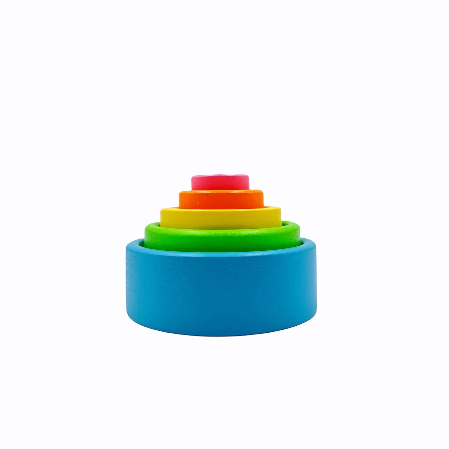 5 Pcs Wooden Stacking & Nesting Cup Bowl Set – Pastel / Macaron